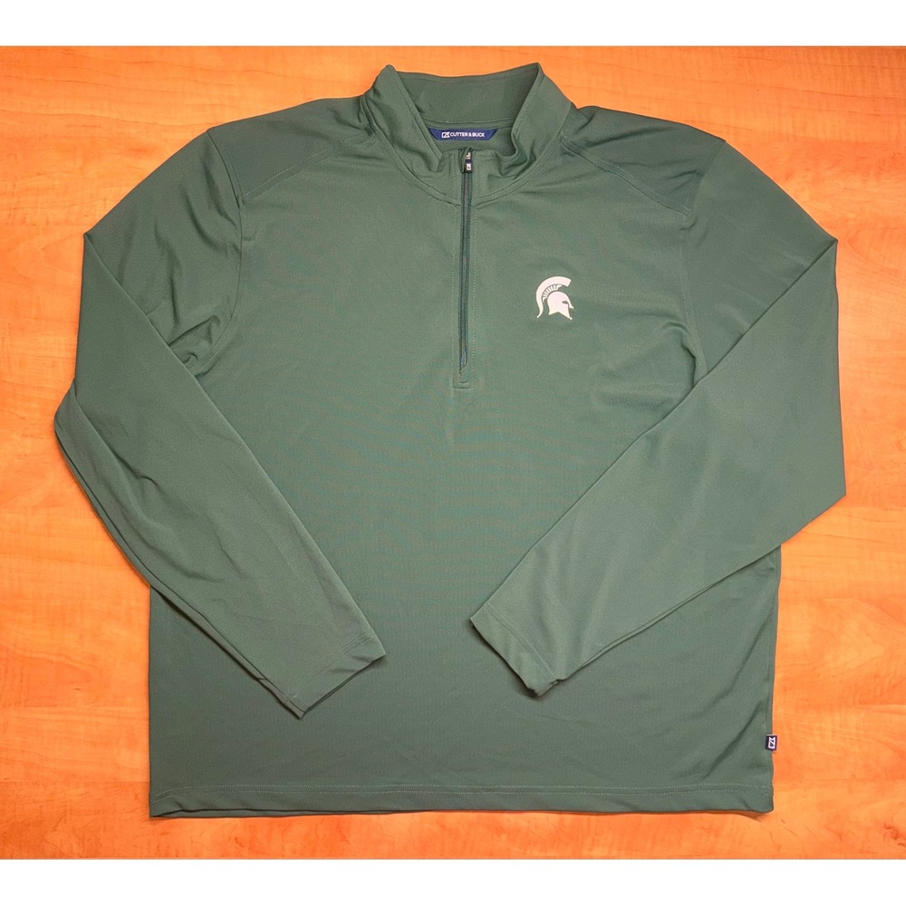 Cutter & Buck Michigan State Spartans Mens XL Green Quarter Zip Pullover Logo